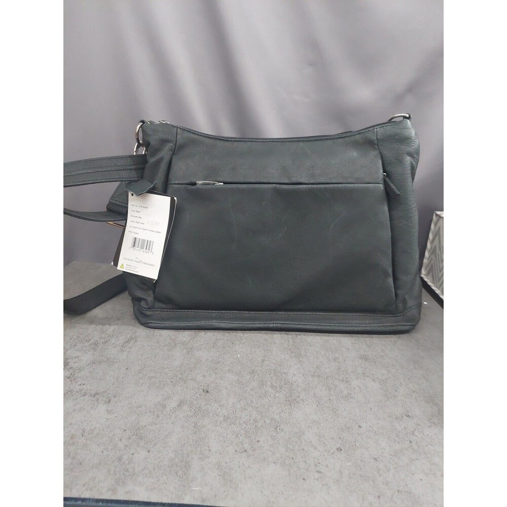 Gun Tote'n Mamas Black Solid Shoulder Bag Conceal Carry Multi Zip Pockets